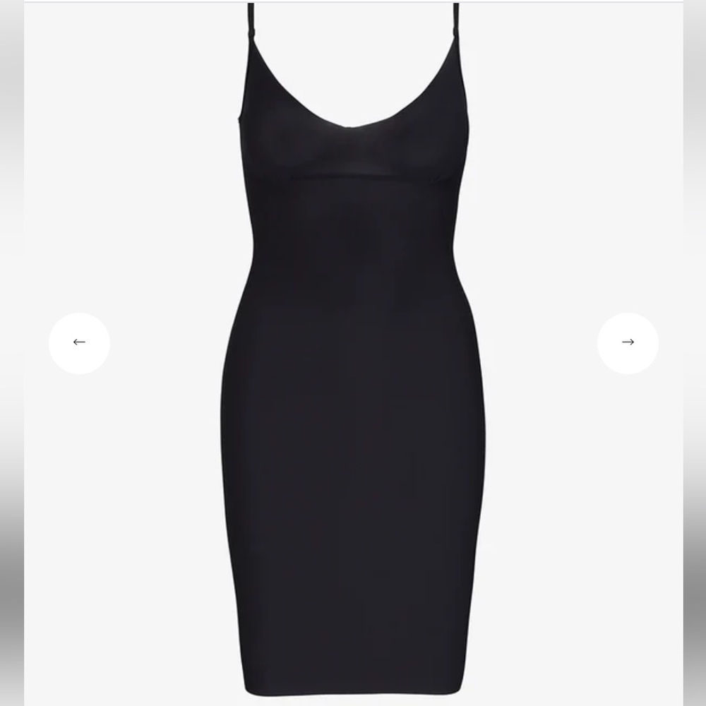 COMMANDO Two-Faced Tech Control Full Slip Sz S Black Raw Hems Adjustable Straps.